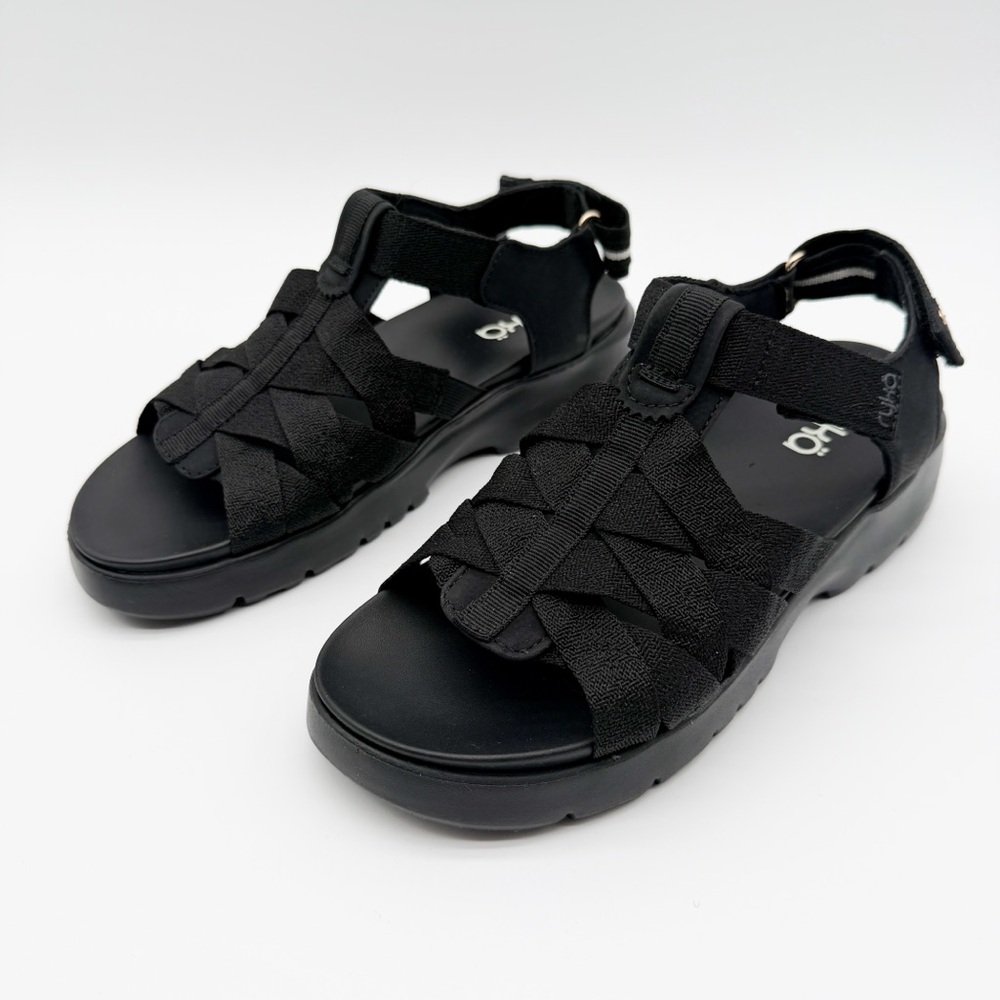 Ryka Blissful Strappy Sport Sandals Adjustable Hook Loop Comfort Black 6.5 NEW - Picture 2 of 15